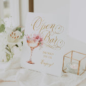 Elegant Wit Roze Goud Open Bar Pedestal Sign Reclamebord Met Voetstuk