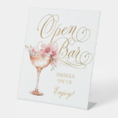 Elegant Wit Roze Goud Open Bar Pedestal Sign Reclamebord Met Voetstuk (Voorkant)