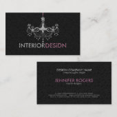 Elegant Wit & Roze Kroonluchter Interieur Design 3 Visitekaartje (Voorkant / Achterkant)