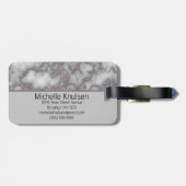 Elegant Wit Roze Marmer | Monogram Aangepast Bagagelabel (Achterkant horizontaal)