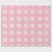 Elegant Wit & Roze Sneeuwvlok Kerstpatroon Cadeaupapier (Vlak)