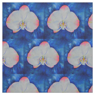 Elegant wit roze waterverf orchidee schilderij stof