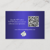 Elegant wit rozenboeket blauwe trouw website informatiekaartje (Achterkant)