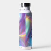 Elegant Wit Ruw Tekst Holografisch Gepersonaliseer Waterfles (Rechts)