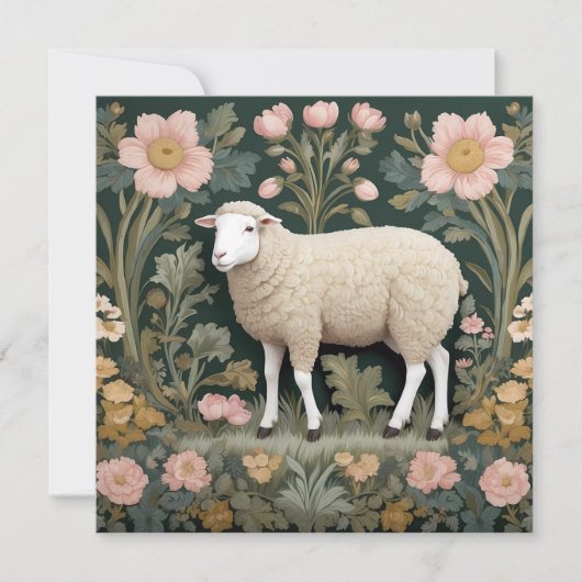 Elegant wit schaap William Morris geïnspireerd (Voorkant)