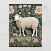 Elegant wit schaap William Morris geïnspireerd Briefkaart (Voorkant)