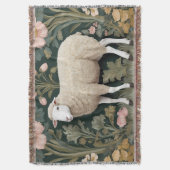 Elegant wit schaap William Morris geïnspireerd Deken (Voorkant Verticaal)