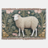 Elegant wit schaap William Morris geïnspireerd Deken (Voorkant)