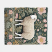 Elegant wit schaap William Morris geïnspireerd Fleece Deken (Voorkant (Horizontaal))