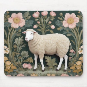Elegant wit schaap William Morris geïnspireerd Muismat