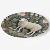 Elegant wit schaap William Morris geïnspireerd Papieren Bordje (Gekanteld)