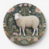 Elegant wit schaap William Morris geïnspireerd Papieren Bordje (Voorkant)