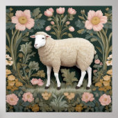 Elegant wit schaap William Morris geïnspireerd Poster (Voorkant)