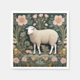 Elegant wit schaap William Morris geïnspireerd Servet