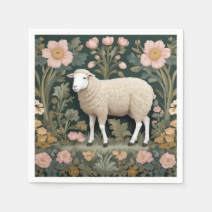 Elegant wit schaap William Morris geïnspireerd Servet