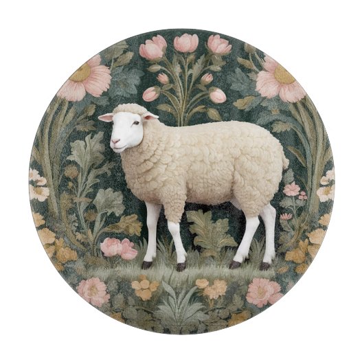 Elegant wit schaap William Morris geïnspireerd Snijplank (Voorkant)