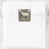 Elegant wit schaap William Morris geïnspireerd Vierkante Sticker (Tas)