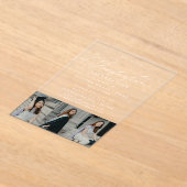 Elegant wit script 3 fotoafstudeerfeest acryl uitnodigingen (Laagn)