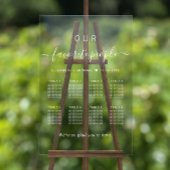 Elegant wit script 8 Tafel Trouwstoel Grafiek Acryl Bord