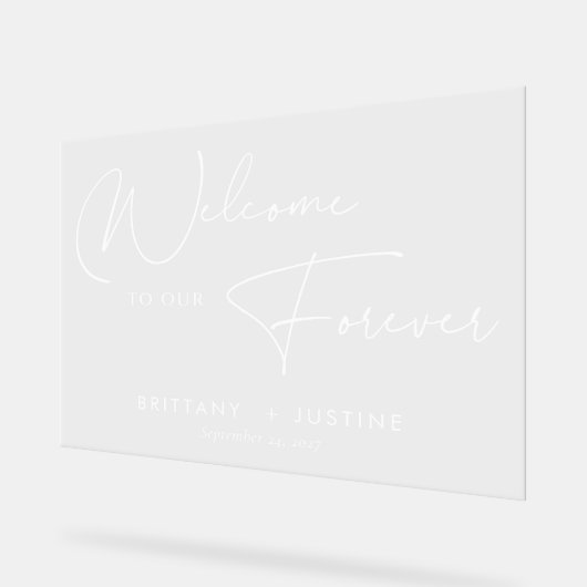 Elegant wit script acryl bruiloft welkom teken acryl bord (Hoek)