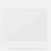 Elegant wit script acryl bruiloft welkom teken bord (Voorkant)