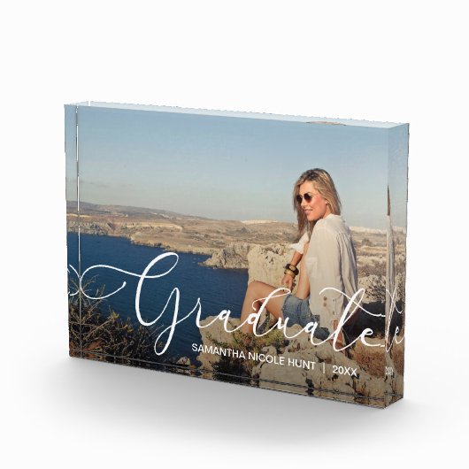 Elegant wit script Afstuderen modern Fotoblokken (Rechts)