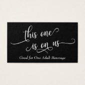 Elegant wit script, bewerkbare zwarte Drink Ticket Visitekaartjes (Voorkant)