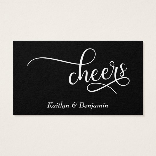 Elegant wit script, bewerkbare zwarte Drink Ticket Visitekaartjes (Achterkant)