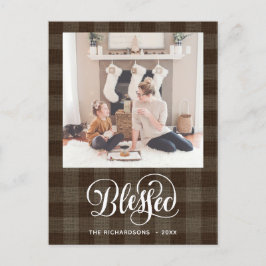 Elegant wit script BLESSED Brown Buffalo Pset Briefkaart