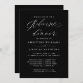 Elegant wit script bruiloft repetitie diner kaart (Voorkant / Achterkant)