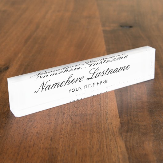 Elegant wit script eenvoudig minimalistisch modern naambordje (Zijkant)
