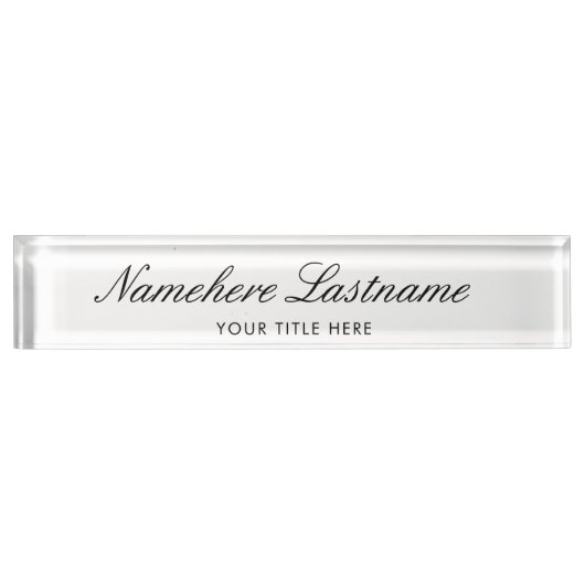 Elegant wit script eenvoudig minimalistisch modern naambordje (Voorkant)