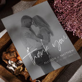 Elegant wit script foto bruiloft dank u kaart