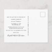 Elegant Wit Script Foto Bruiloft Save the Date Aankondigingskaart (Achterkant)