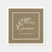Elegant wit script gepersonaliseerde gouden kerst servet (Voorkant)