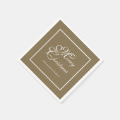 Elegant wit script gepersonaliseerde gouden kerst servet (Hoek)