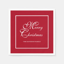 Elegant wit script gepersonaliseerde rode kerst