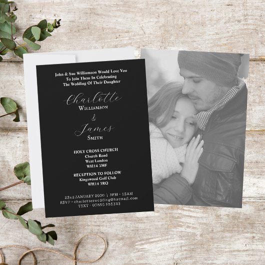 Elegant wit script | Happy Couple Foto Zwart Kaart
