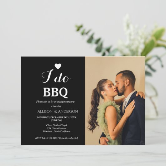 Elegant wit script Ik doe BBQ Verlovingsfeest Kaart (Staand voorkant)