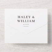 Elegant wit script minimalistisch alles in één bru all in one uitnodiging (Achterkant)