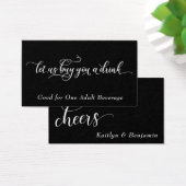 Elegant wit script op zwart, drankkaartjes 2 visitekaartjes (Bureau)