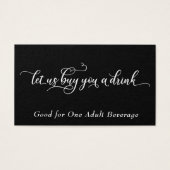 Elegant wit script op zwart, drankkaartjes 2 visitekaartjes (Voorkant)