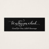 Elegant wit script op zwart, Drink Tickets Mini Visitekaartjes (Voorkant)