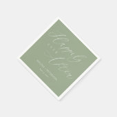 Elegant Wit Script Sage Groene Bruiloft Servetten (Hoek)
