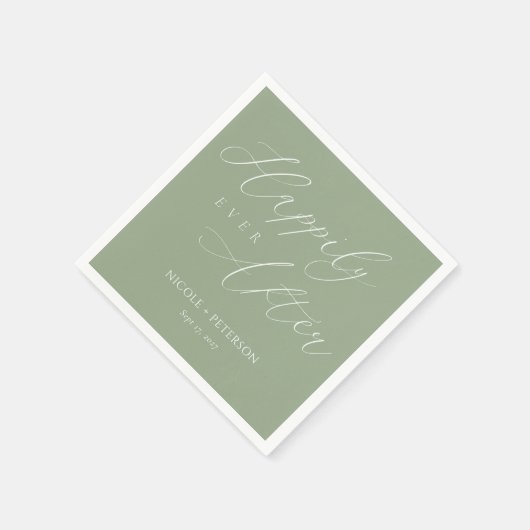 Elegant Wit Script Sage Groene Bruiloft Servetten (Hoek)