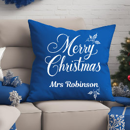 Elegant wit script vrolijk kerstfeest kussen