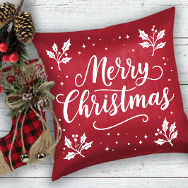 Elegant wit script vrolijk kerstfeest Sierkussen