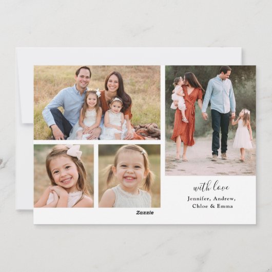 Elegant wit script vrolijke kerstcollage feestdagenkaart (Achterkant)