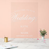 Elegant wit script Welkom bij ons trouwbord Acryl Bord (Huwelijk)