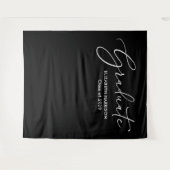 Elegant Wit Script Zwart Afstuderen Achtergrond Wandkleed (Voorkant (horizontaal))